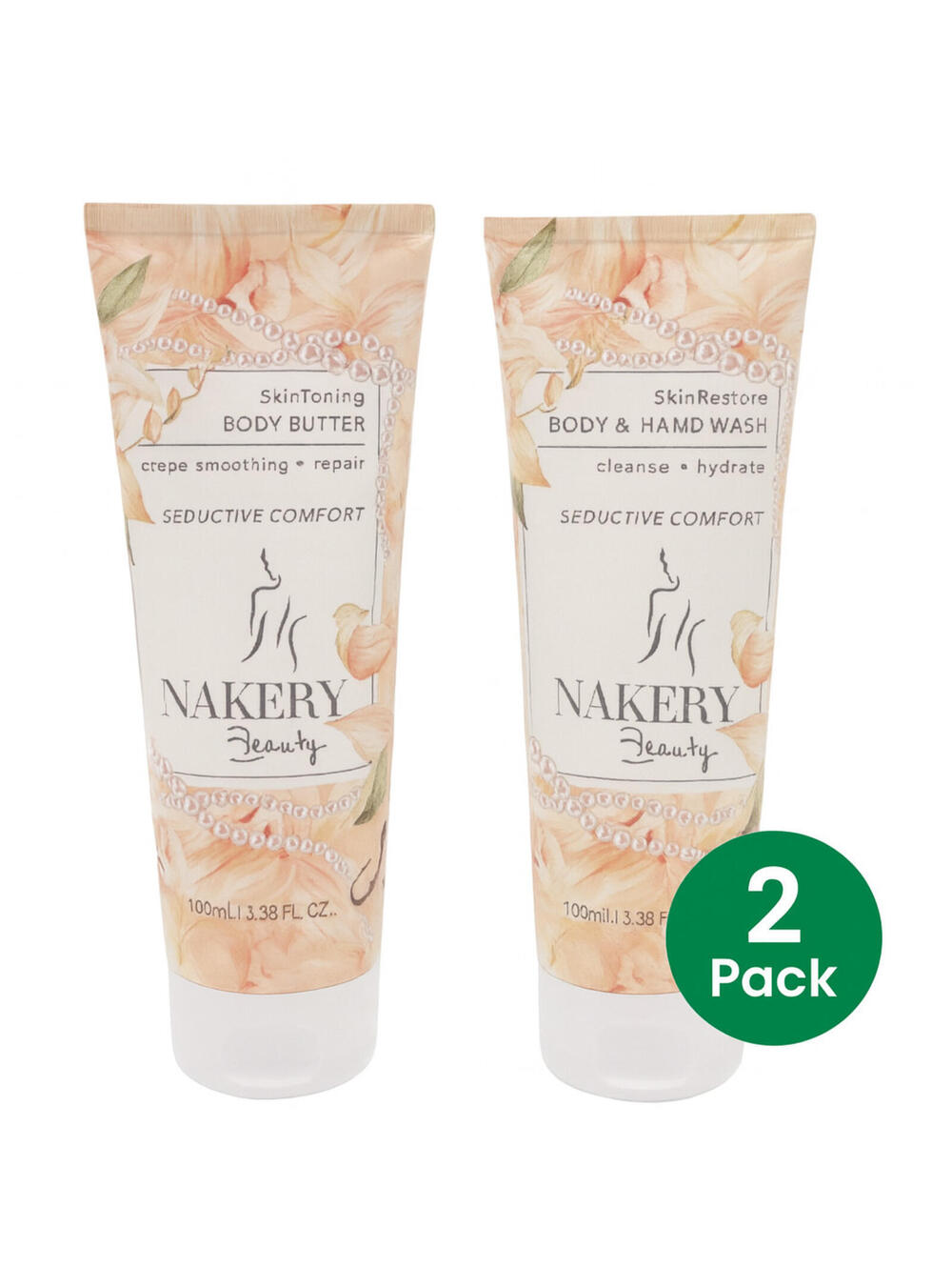 Nakery Beauty Set Body Wash + SkinToning Body Butter Seductive Comfort 3.38 oz